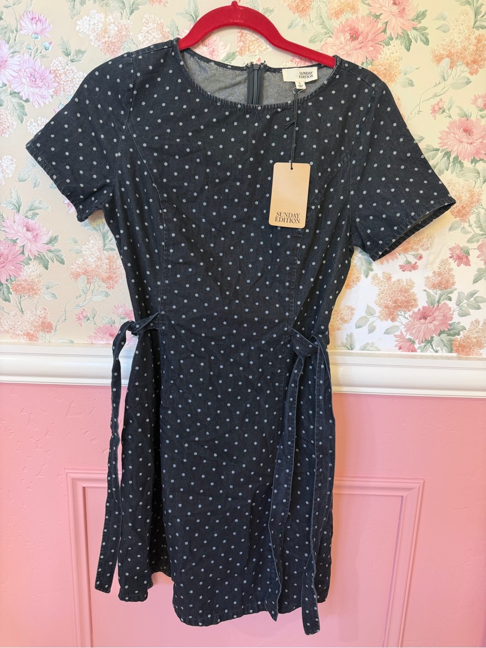 Navy Blue Polka Dot Mini Dress